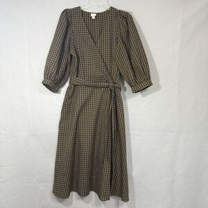 A New Day Gingham Midi Wrap Dress